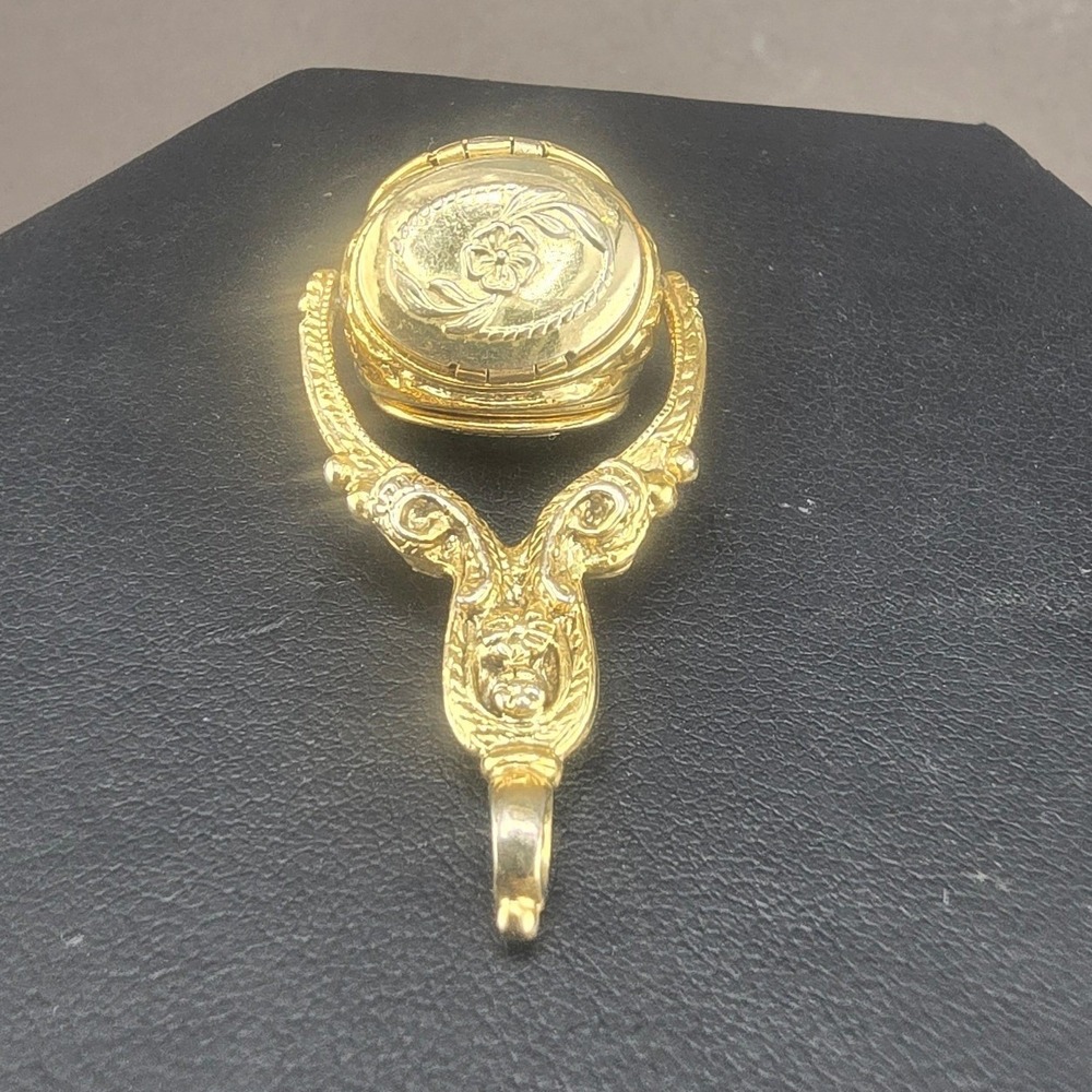 Vintage Estate Spinner Locket Fob 3 Lockets Gold Tone Pendant Charm